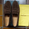 SOLD - NEW $1325 John Lobb Lopez dark brown suede penny loafers size 10UK