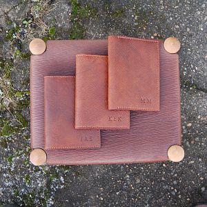 3 hand stitched Russian Reindeer hide passport wallets