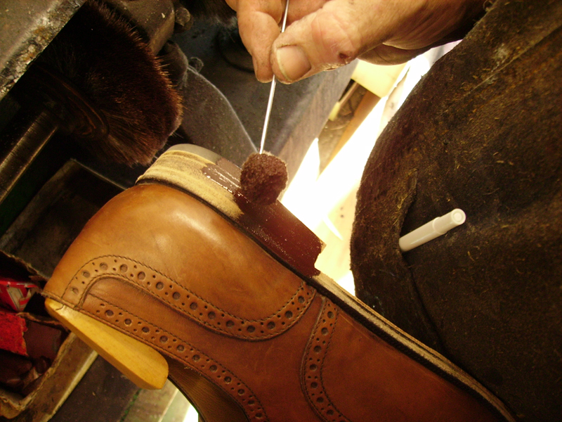 The sides are painted to match the color of the upper leather.